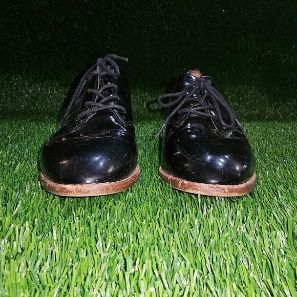 Louise et Cie Shoes Women’s 8M/38 Black Patent Leather Oxford Wooden Heel Point - Picture 3 of 10